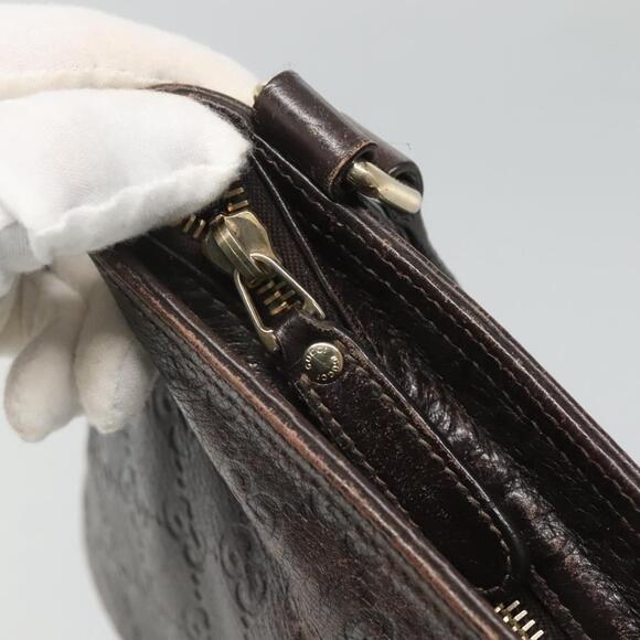 GUCCI GG Canvas Guccissima Bag Leather Dark Brown Gold - Picture 10 of 16